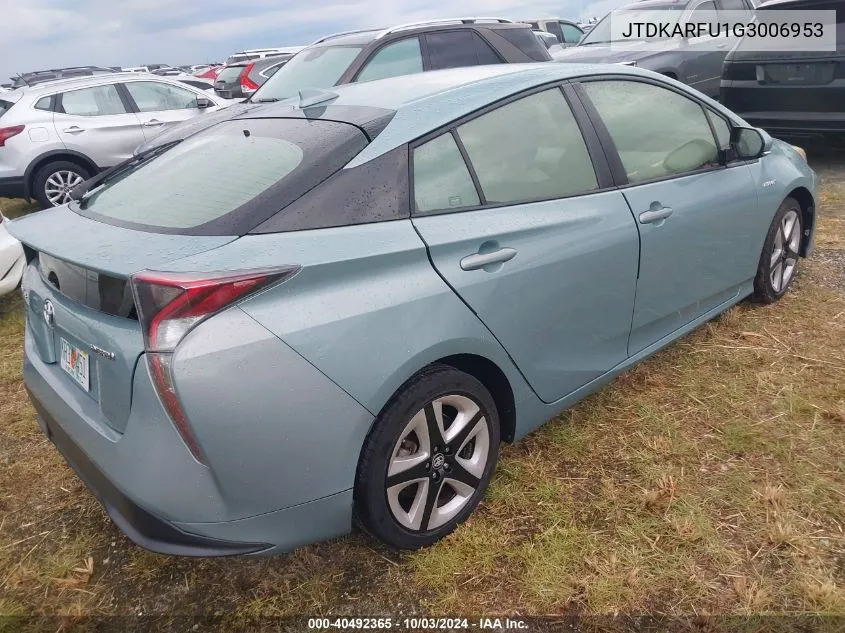 2016 Toyota Prius Three Touring VIN: JTDKARFU1G3006953 Lot: 40492365