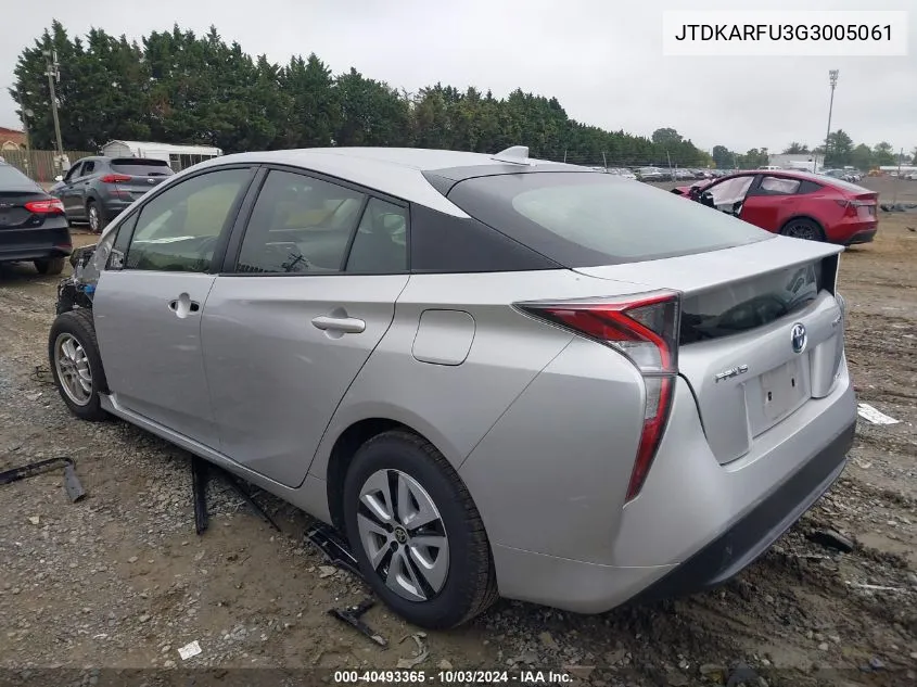 2016 Toyota Prius Two Eco VIN: JTDKARFU3G3005061 Lot: 40493365