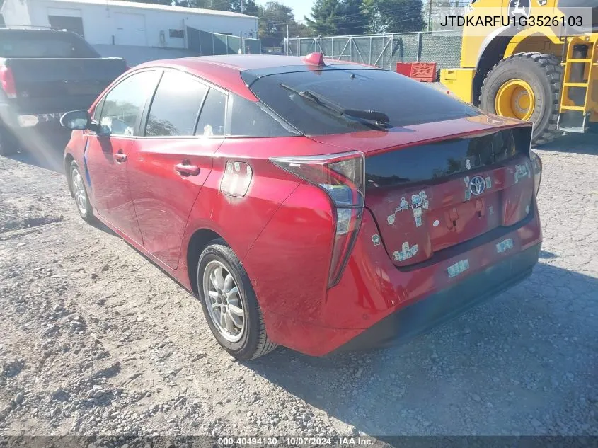 2016 Toyota Prius Four VIN: JTDKARFU1G3526103 Lot: 40494130