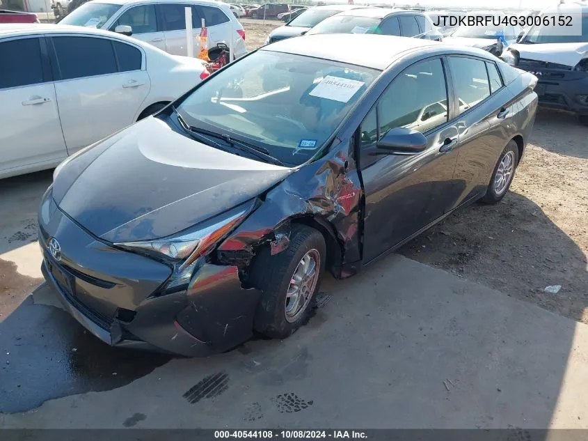 2016 Toyota Prius VIN: JTDKBRFU4G3006152 Lot: 40544108