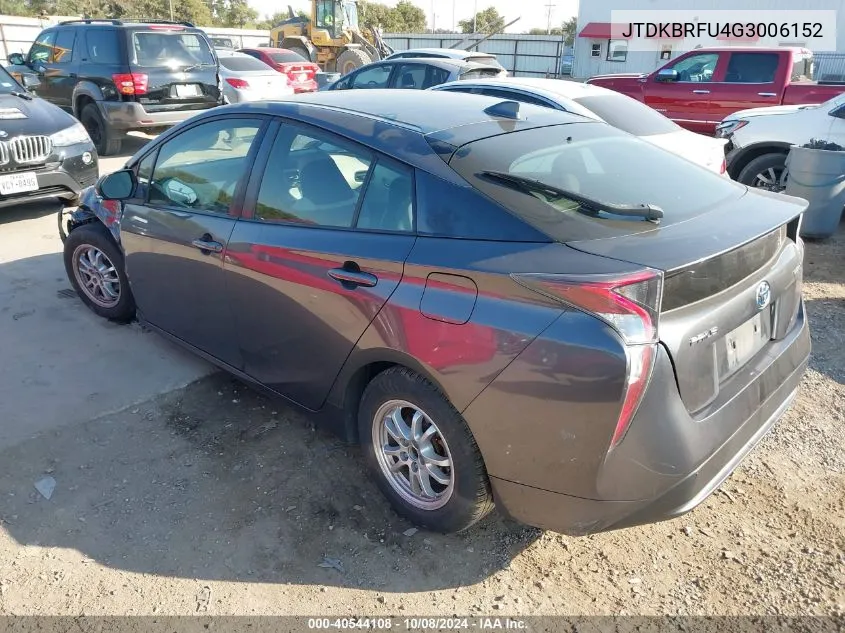 2016 Toyota Prius VIN: JTDKBRFU4G3006152 Lot: 40544108