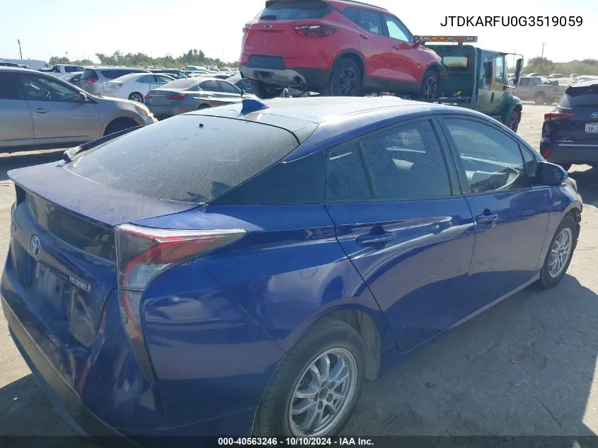 2016 Toyota Prius Three VIN: JTDKARFU0G3519059 Lot: 40563246