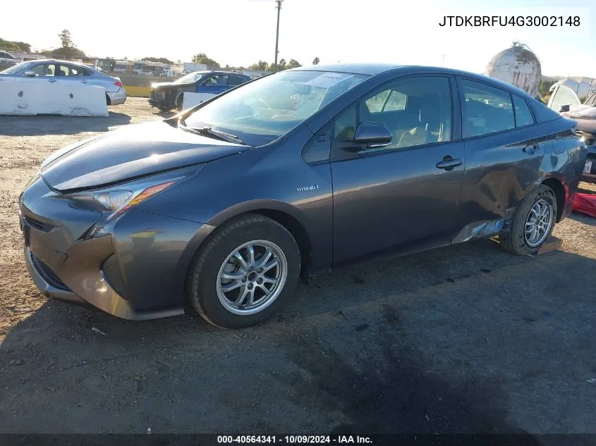 2016 Toyota Prius Two VIN: JTDKBRFU4G3002148 Lot: 40564341