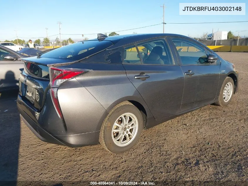 2016 Toyota Prius Two VIN: JTDKBRFU4G3002148 Lot: 40564341