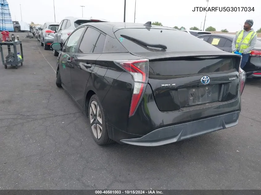 2016 Toyota Prius Three Touring VIN: JTDKARFU5G3017034 Lot: 40581003