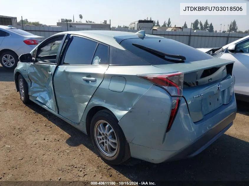 2016 Toyota Prius Two VIN: JTDKBRFU7G3018506 Lot: 40611180