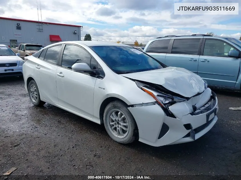 2016 Toyota Prius Two Eco VIN: JTDKARFU9G3511669 Lot: 40617504