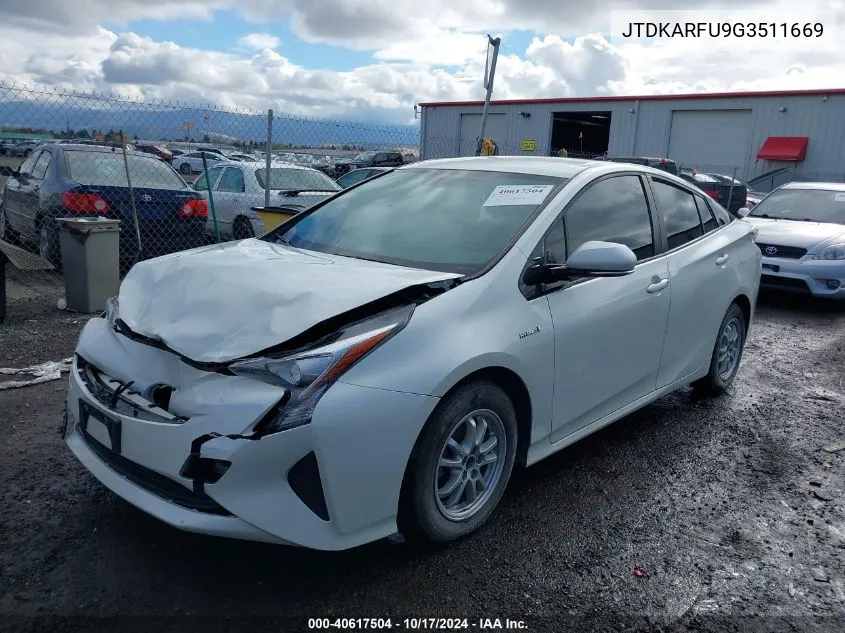 2016 Toyota Prius Two Eco VIN: JTDKARFU9G3511669 Lot: 40617504