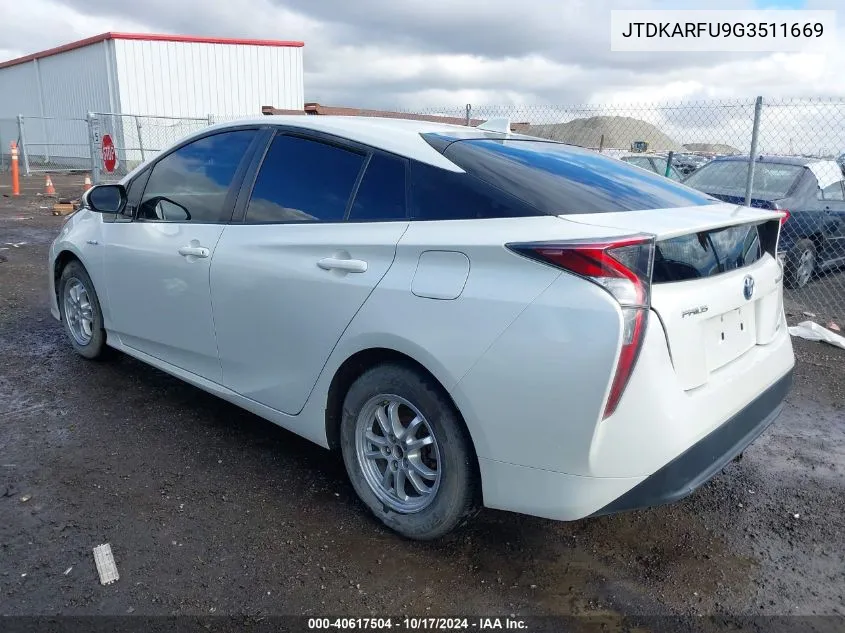 2016 Toyota Prius Two Eco VIN: JTDKARFU9G3511669 Lot: 40617504