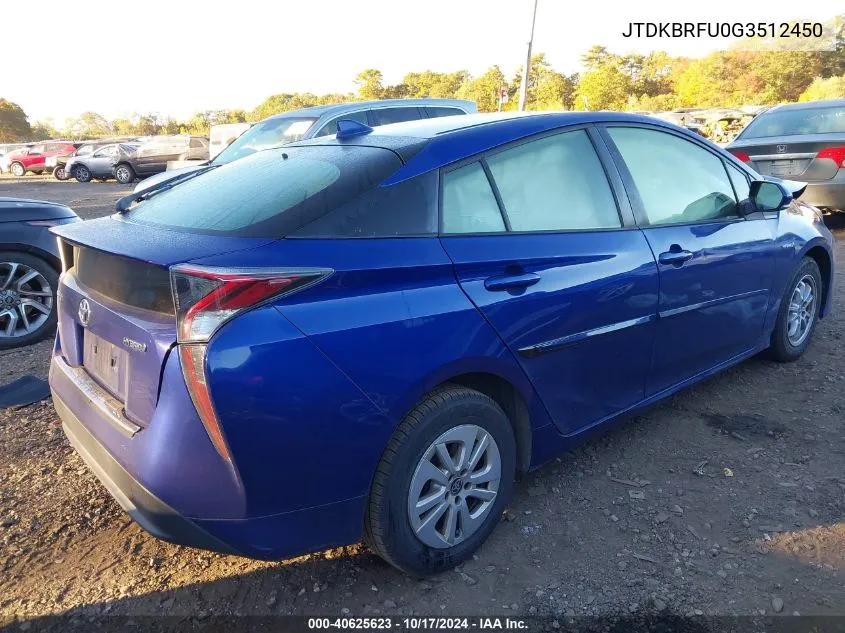 2016 Toyota Prius Two VIN: JTDKBRFU0G3512450 Lot: 40625623