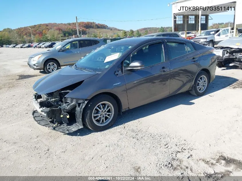 2016 Toyota Prius Two VIN: JTDKBRFU7G3511411 Lot: 40643361