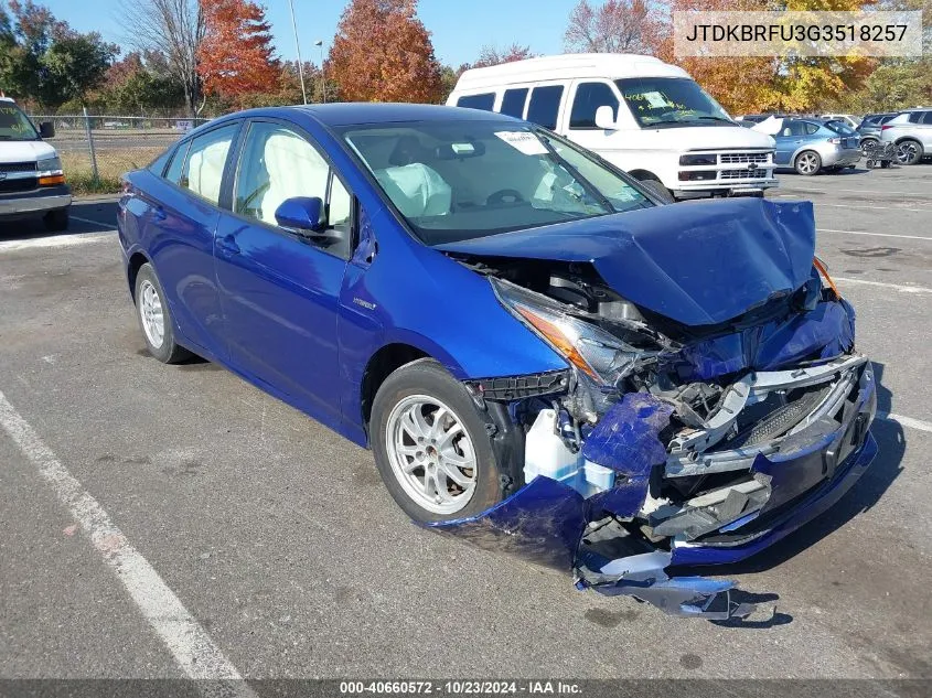 2016 Toyota Prius Two VIN: JTDKBRFU3G3518257 Lot: 40660572