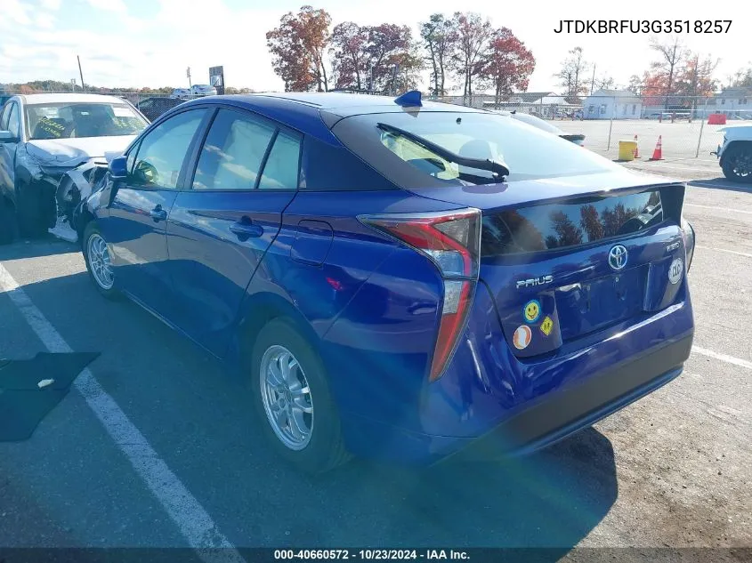 2016 Toyota Prius Two VIN: JTDKBRFU3G3518257 Lot: 40660572