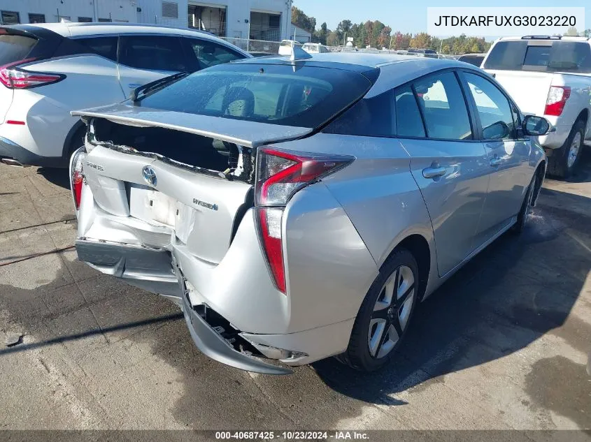 2016 Toyota Prius Four Touring VIN: JTDKARFUXG3023220 Lot: 40687425