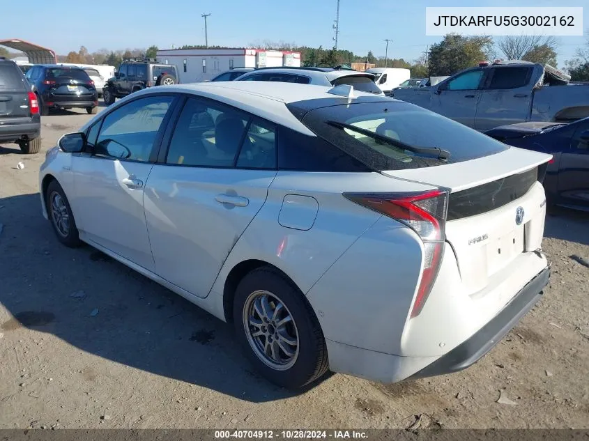 2016 Toyota Prius VIN: JTDKARFU5G3002162 Lot: 40704912