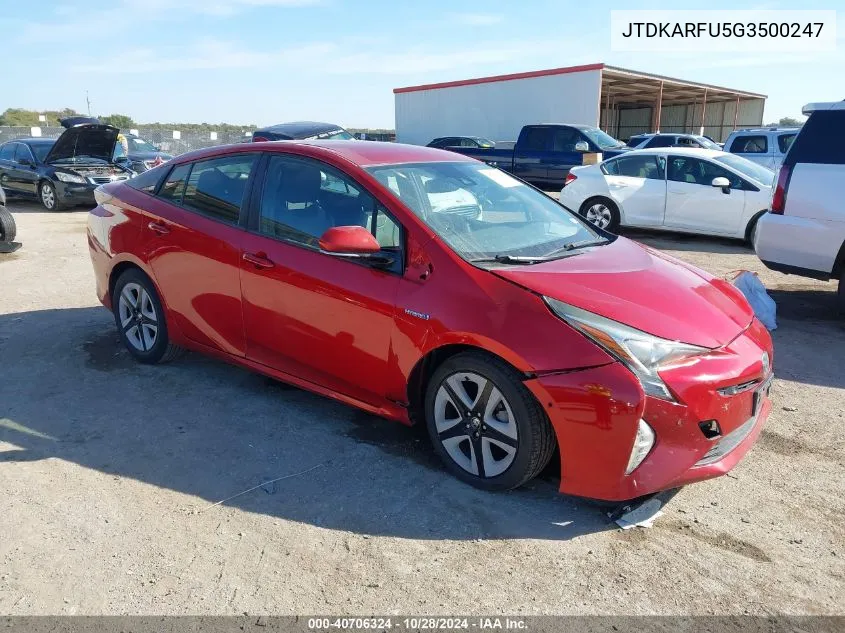 2016 Toyota Prius VIN: JTDKARFU5G3500247 Lot: 40706324