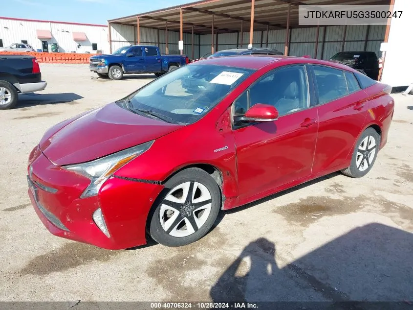 2016 Toyota Prius VIN: JTDKARFU5G3500247 Lot: 40706324