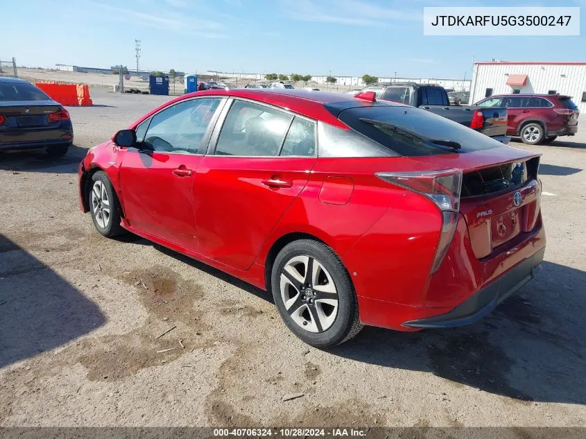 2016 Toyota Prius VIN: JTDKARFU5G3500247 Lot: 40706324