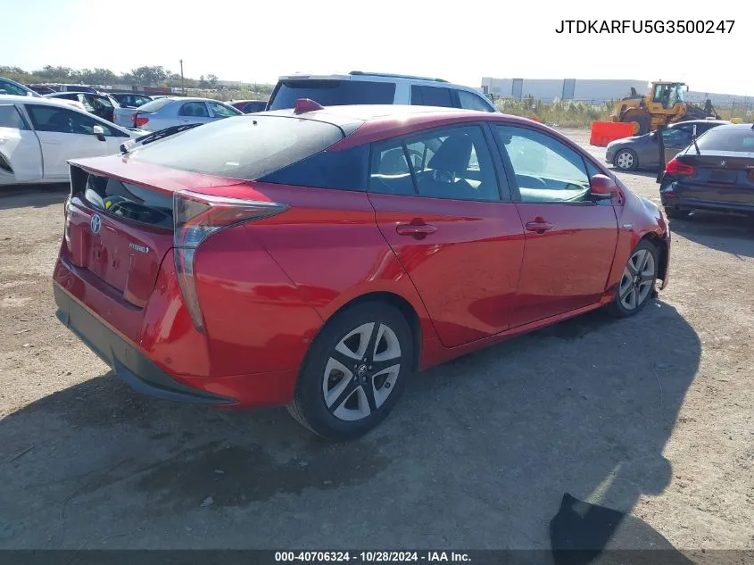 2016 Toyota Prius VIN: JTDKARFU5G3500247 Lot: 40706324