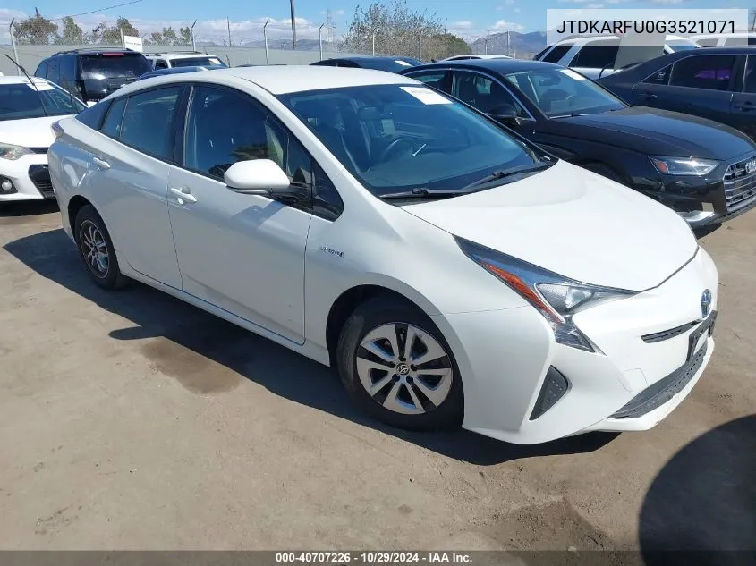 2016 Toyota Prius Four VIN: JTDKARFU0G3521071 Lot: 40707226