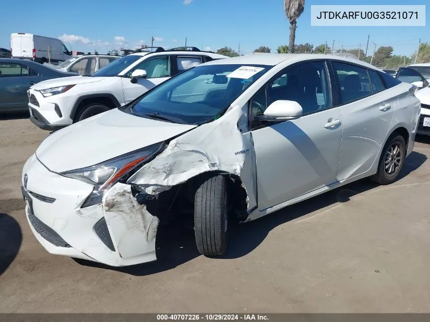 2016 Toyota Prius Four VIN: JTDKARFU0G3521071 Lot: 40707226