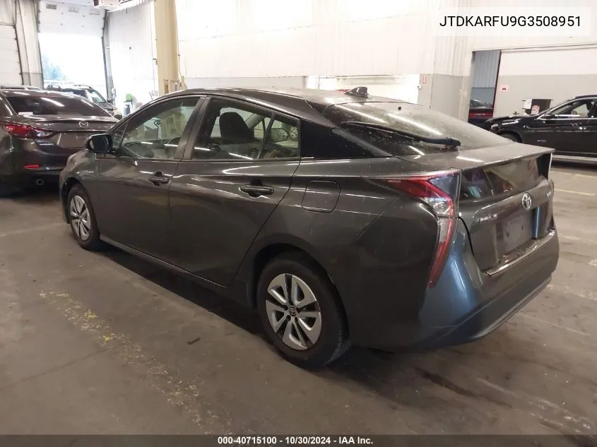 2016 Toyota Prius VIN: JTDKARFU9G3508951 Lot: 40715100