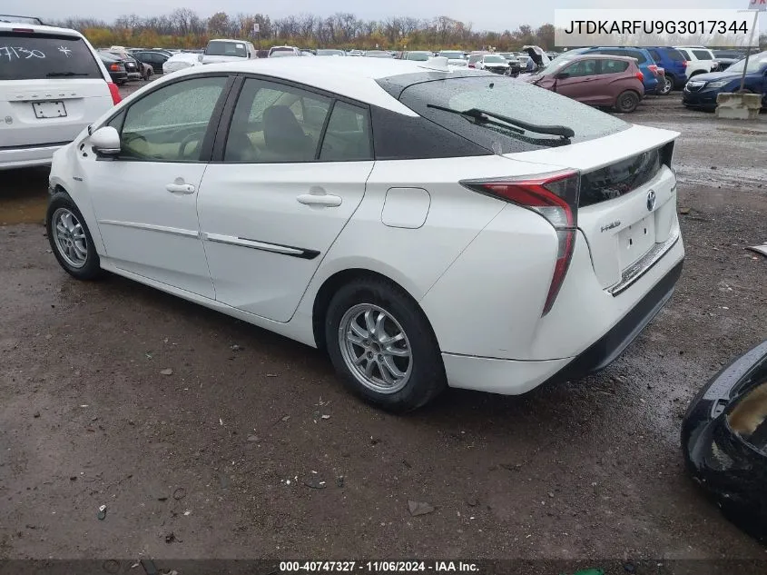 2016 Toyota Prius Three VIN: JTDKARFU9G3017344 Lot: 40747327