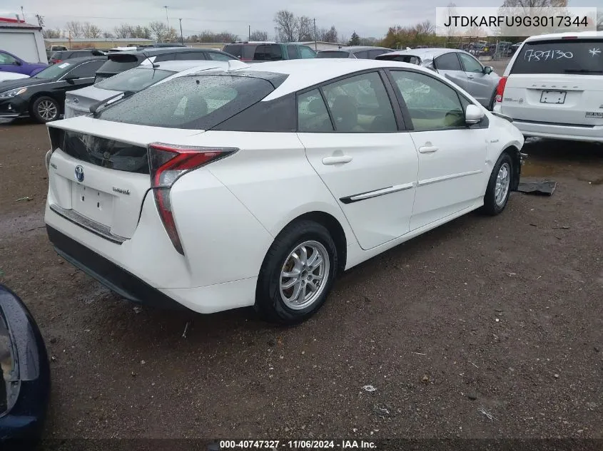 2016 Toyota Prius Three VIN: JTDKARFU9G3017344 Lot: 40747327