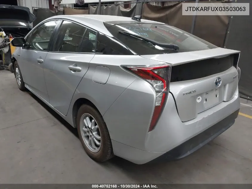 2016 Toyota Prius Three VIN: JTDKARFUXG3503063 Lot: 40752168