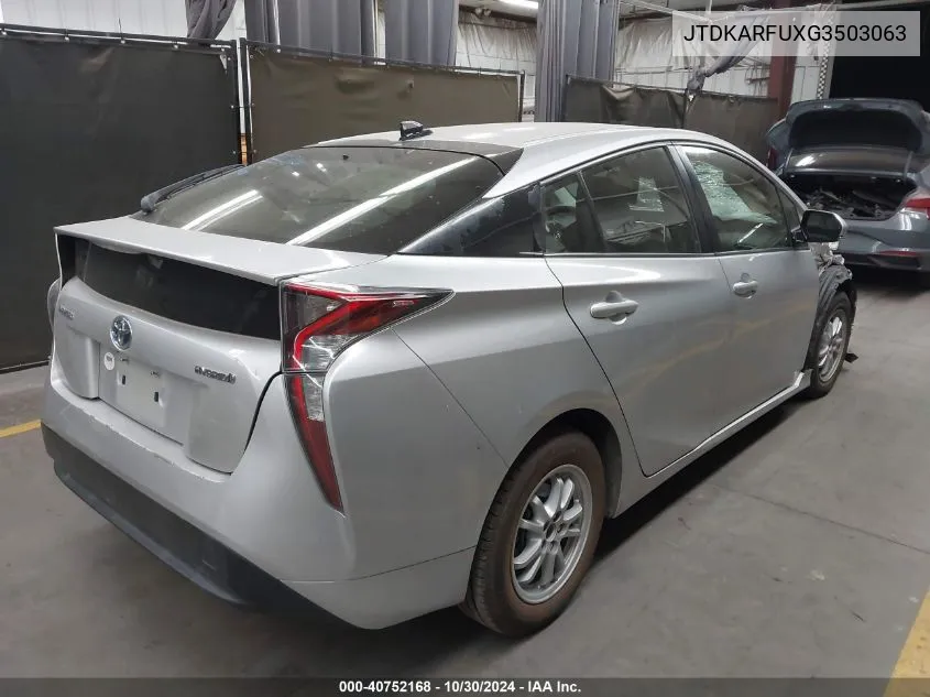 2016 Toyota Prius Three VIN: JTDKARFUXG3503063 Lot: 40752168