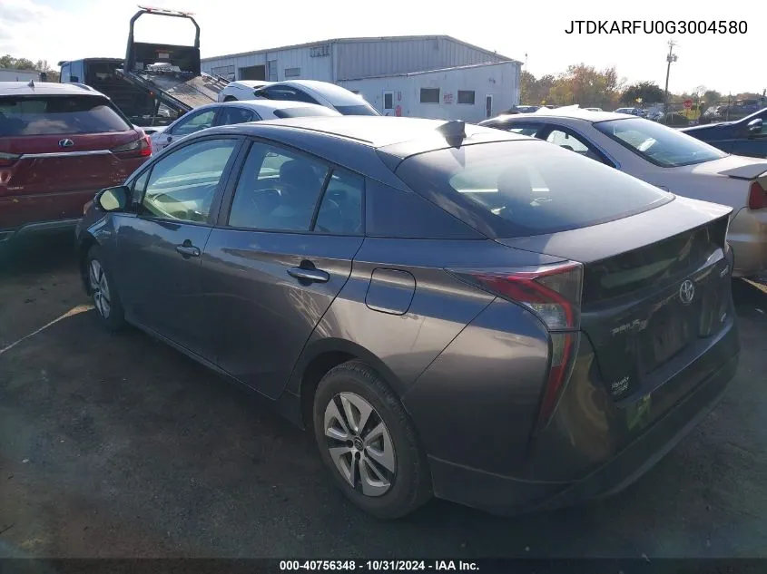 2016 Toyota Prius Two Eco VIN: JTDKARFU0G3004580 Lot: 40756348