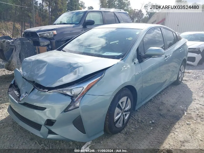 2016 Toyota Prius Three VIN: JTDKARFUXG3524480 Lot: 40761246