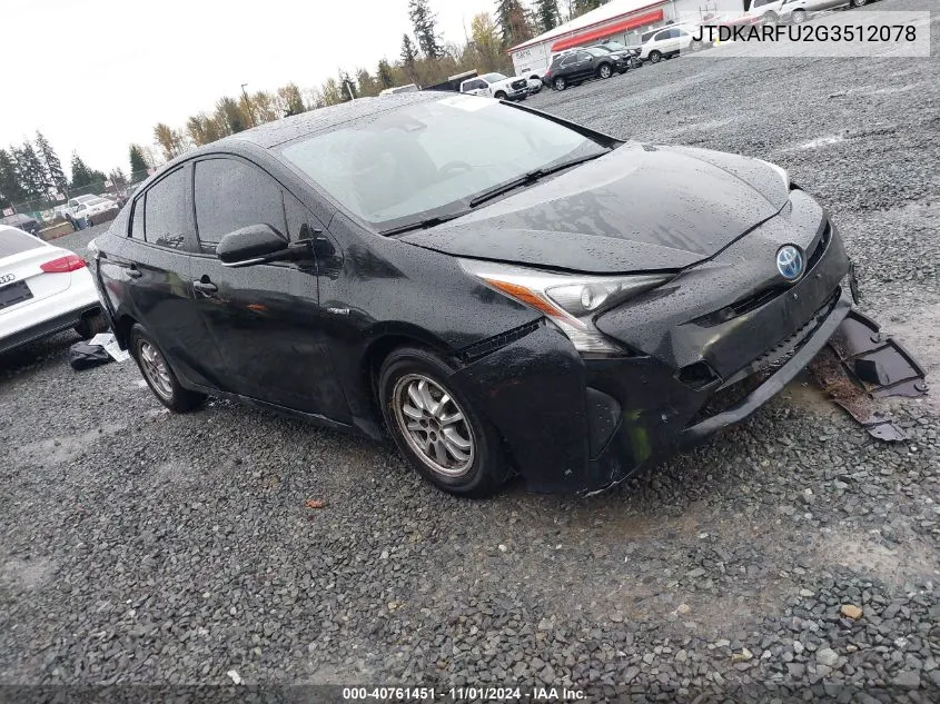 2016 Toyota Prius VIN: JTDKARFU2G3512078 Lot: 40761451