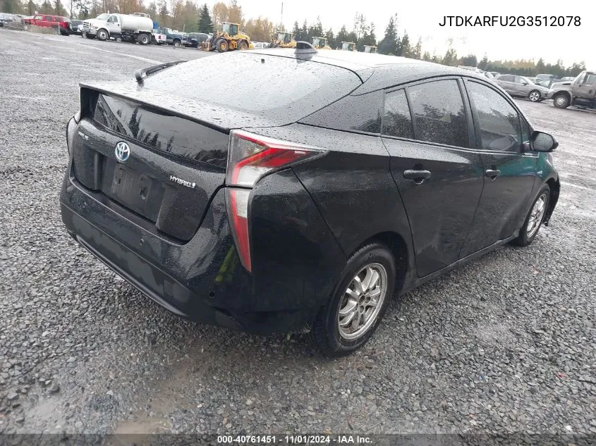 2016 Toyota Prius VIN: JTDKARFU2G3512078 Lot: 40761451