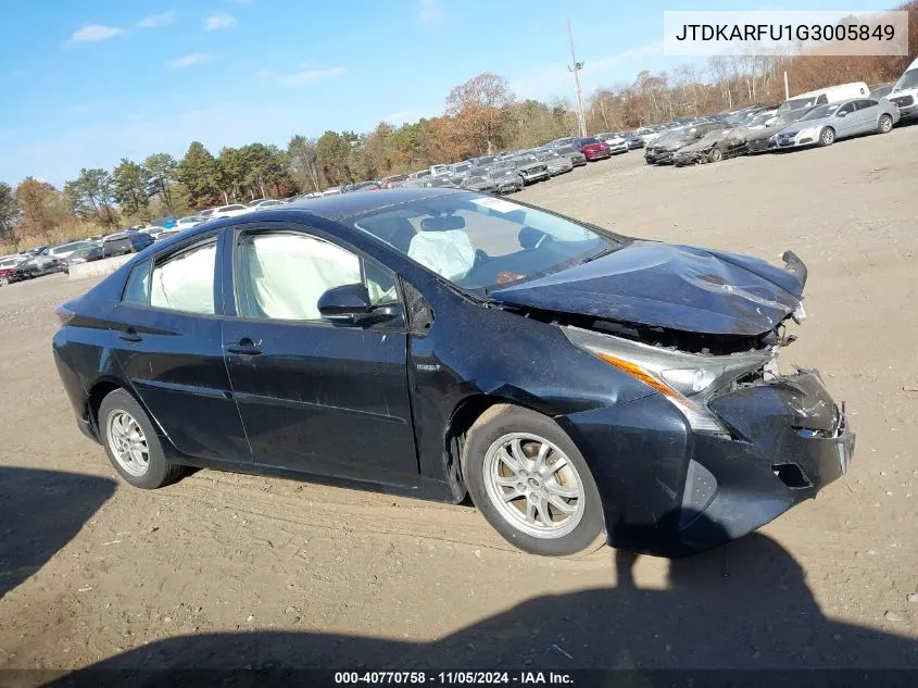 2016 Toyota Prius Three VIN: JTDKARFU1G3005849 Lot: 40770758