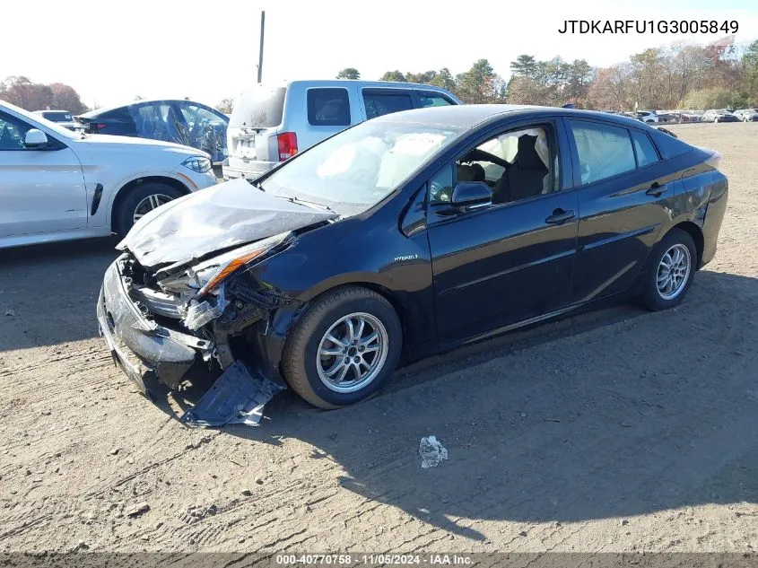 2016 Toyota Prius Three VIN: JTDKARFU1G3005849 Lot: 40770758