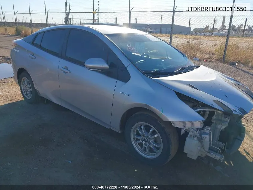 2016 Toyota Prius Two VIN: JTDKBRFU8G3011550 Lot: 40772228