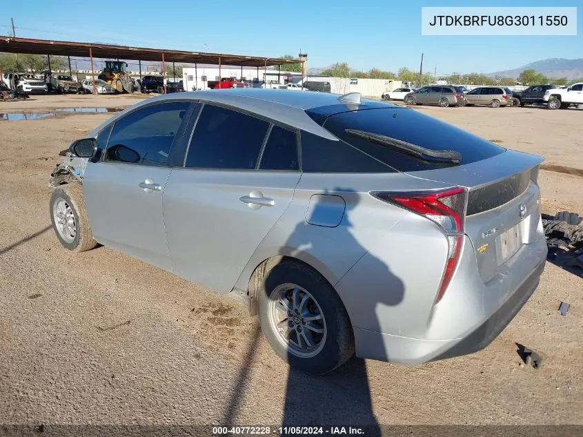 2016 Toyota Prius Two VIN: JTDKBRFU8G3011550 Lot: 40772228