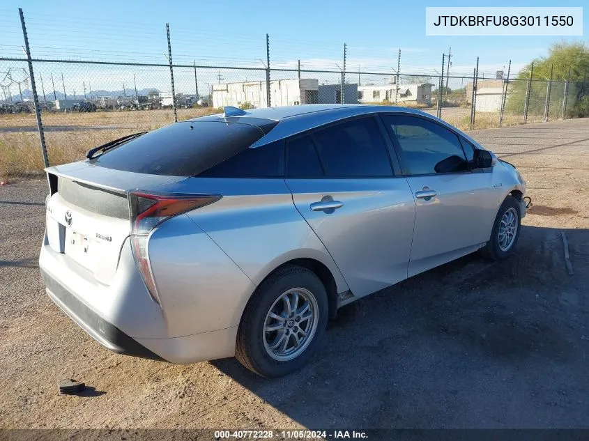 2016 Toyota Prius Two VIN: JTDKBRFU8G3011550 Lot: 40772228