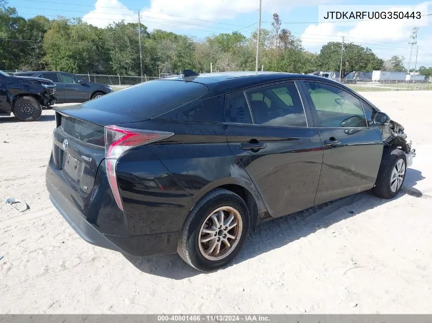 2016 Toyota Prius VIN: JTDKARFU0G350443 Lot: 40801466