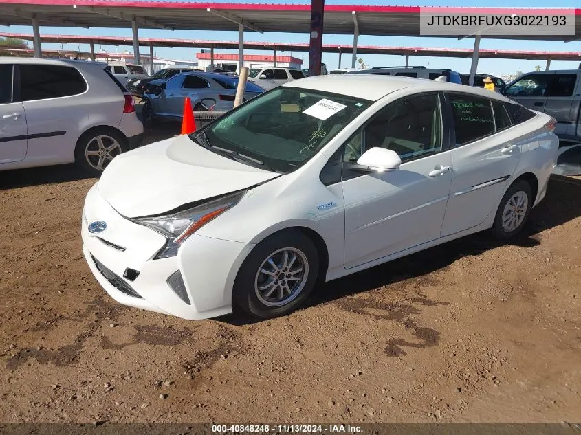 2016 Toyota Prius Two VIN: JTDKBRFUXG3022193 Lot: 40848248