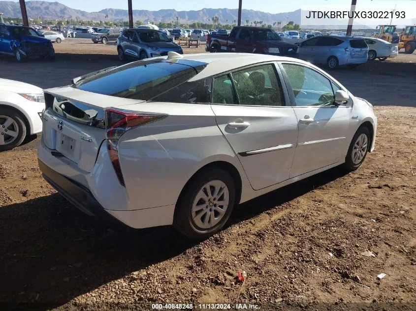 2016 Toyota Prius Two VIN: JTDKBRFUXG3022193 Lot: 40848248