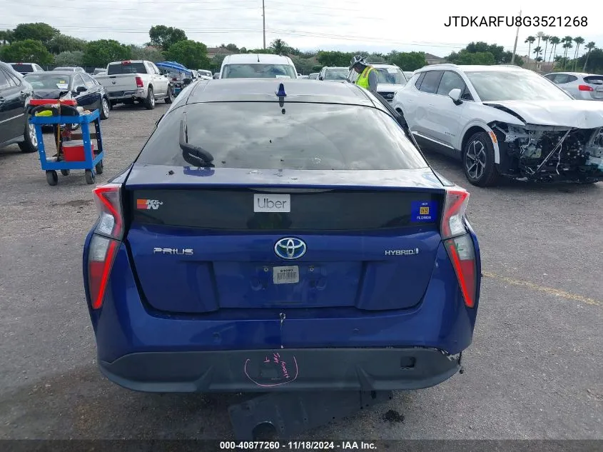 2016 Toyota Prius VIN: JTDKARFU8G3521268 Lot: 40877260