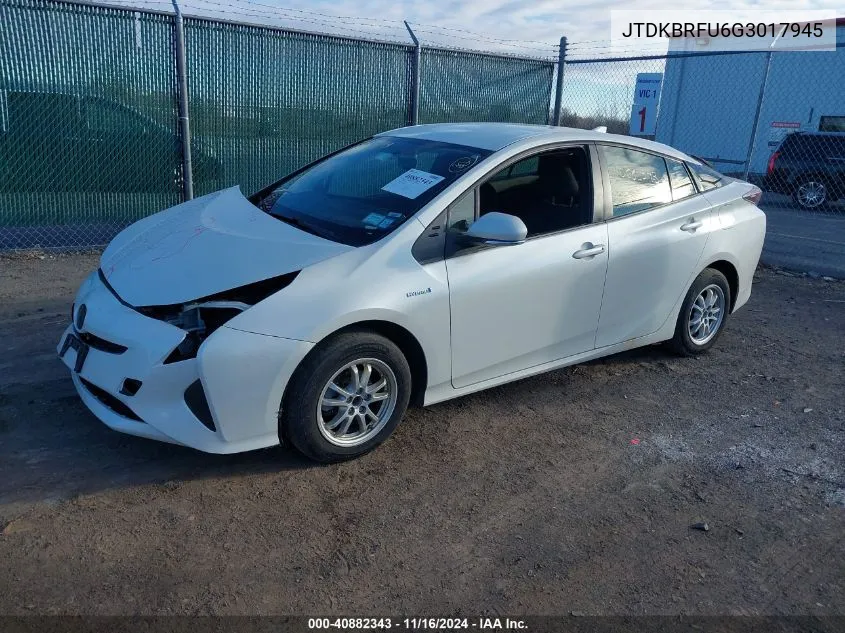 2016 Toyota Prius Two VIN: JTDKBRFU6G3017945 Lot: 40882343