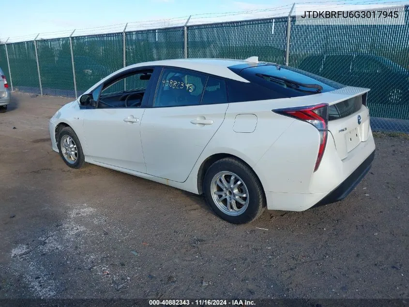 2016 Toyota Prius Two VIN: JTDKBRFU6G3017945 Lot: 40882343