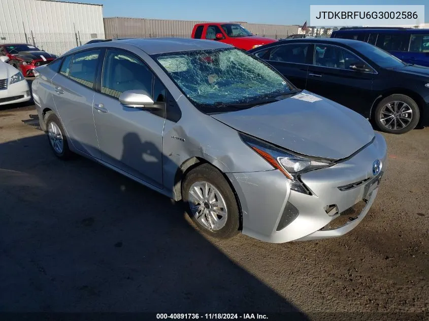 2016 Toyota Prius Two VIN: JTDKBRFU6G3002586 Lot: 40891736