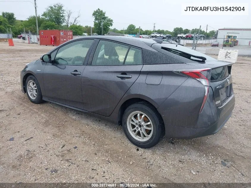 JTDKARFU3H3542904 2017 Toyota Prius Three