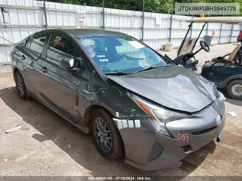 JTDKBRFU8H3549778 2017 Toyota Prius Two