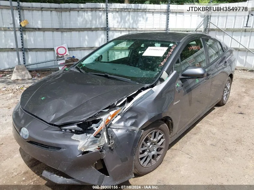 JTDKBRFU8H3549778 2017 Toyota Prius Two