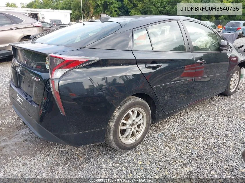 JTDKBRFU0H3540735 2017 Toyota Prius Two